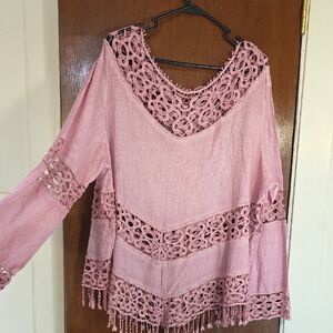 Elegant Bedford Fair Pink Lace Women's Top
